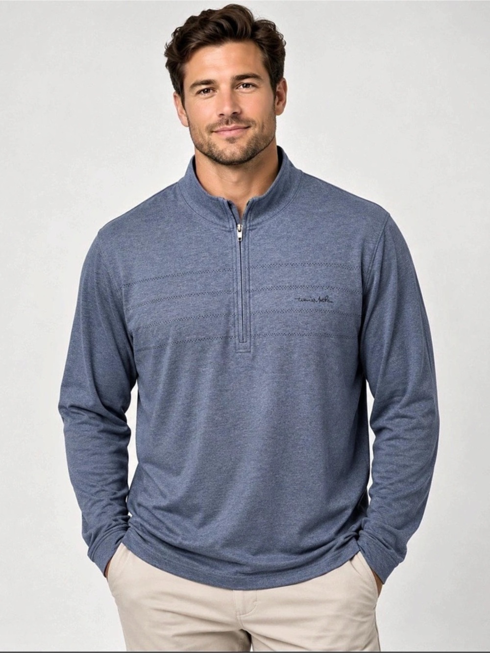 TravisMathew Men's Quarter-Zip Pullover Blue Size XXL Like New